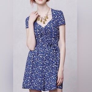 Anthropologie Royal Blue Short-sleeve Romper
